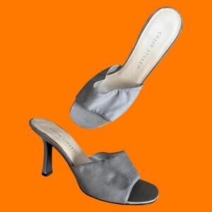 90's 00's vintage silver y2k kitten heel mules Size 7 Colin stuart *flaws*